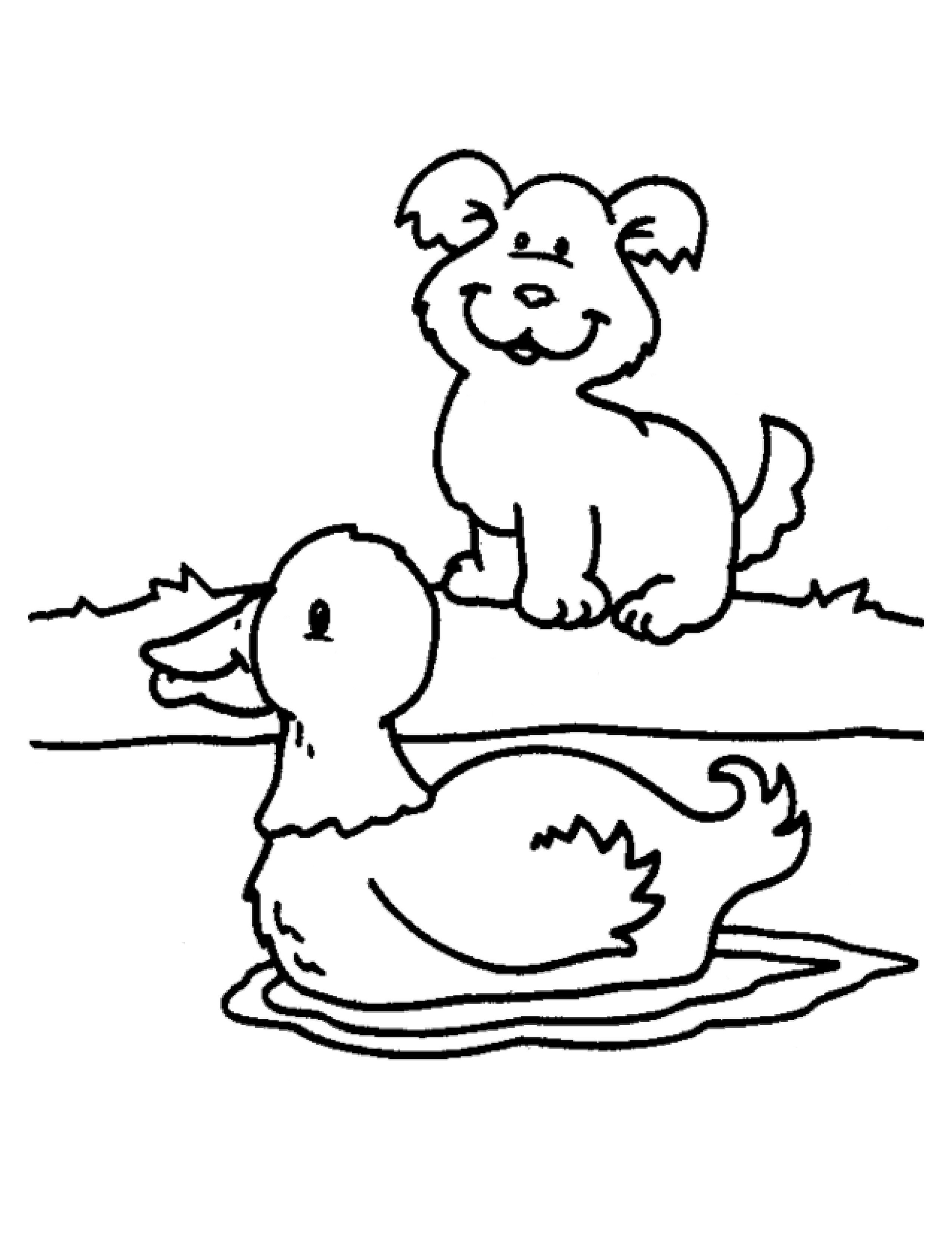 Раскраска Собака и утка